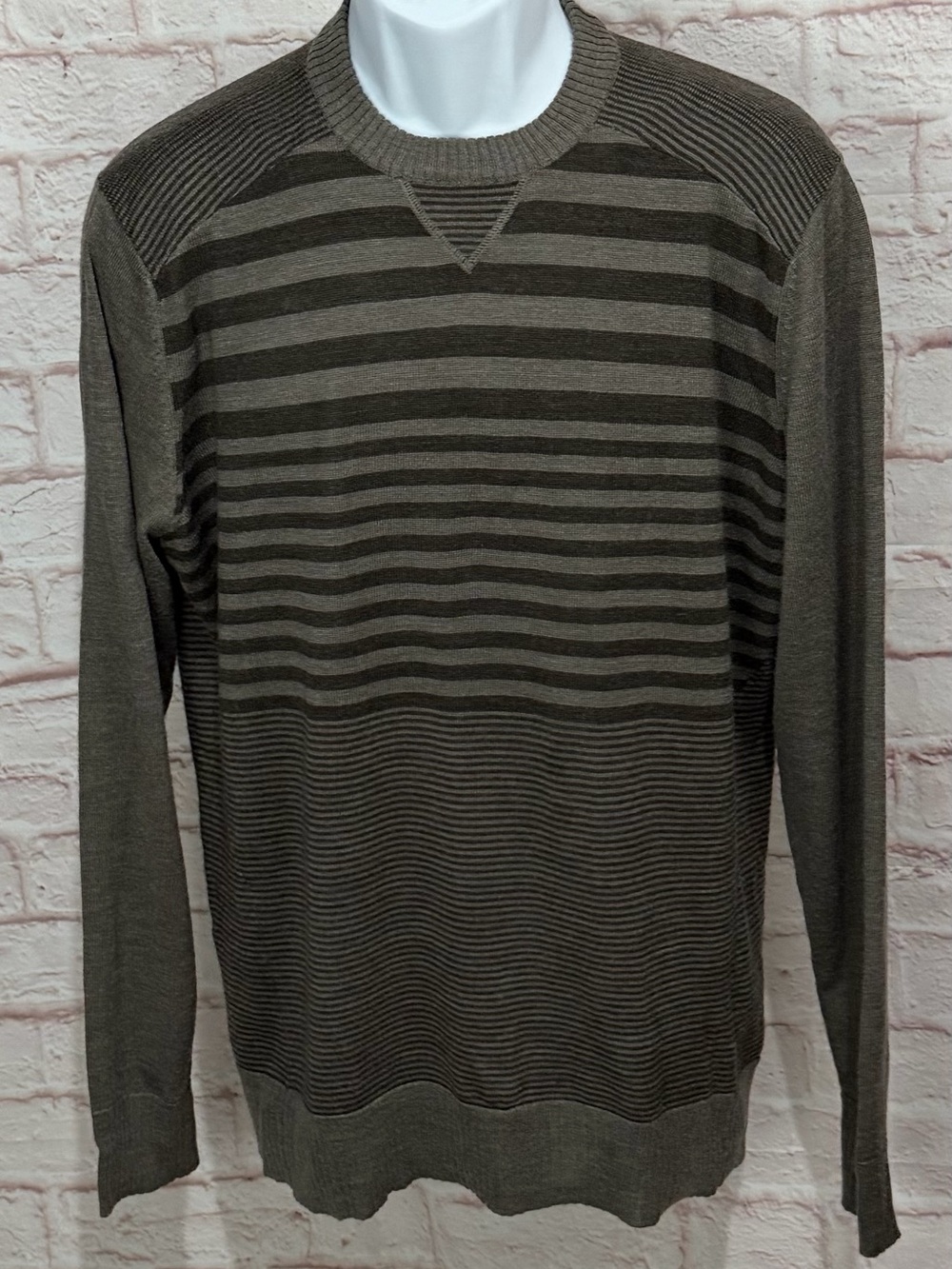 Smartwool Sweater Mens M Brown Striped Merino Wool Blend Crewneck Pullover